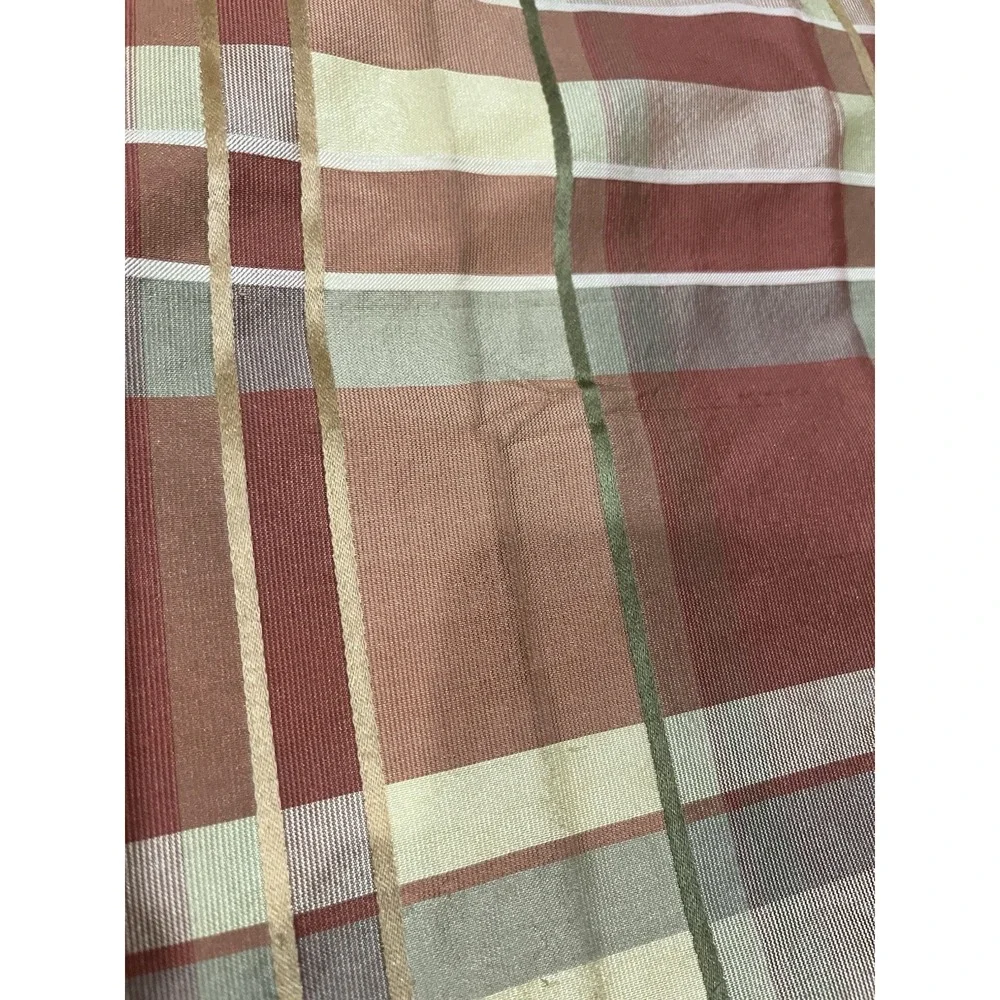 JC Penny Chris Madden Silk Curtain Panels Set of 2 Gold Rust Plaid Lined 41x82